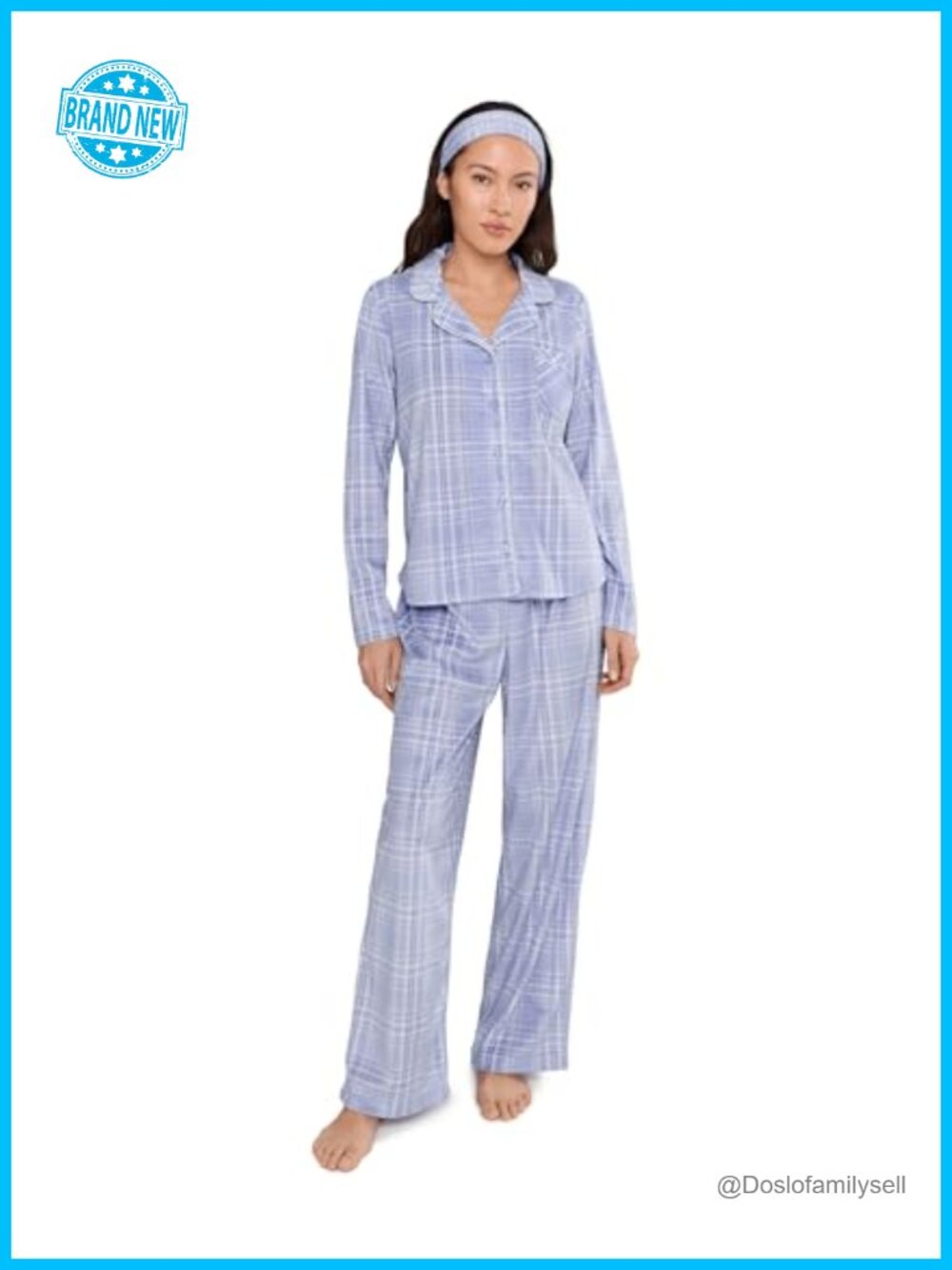 Minky Fleece Notch Collar Pajama Set with Headband